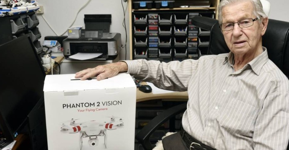 91 jarige aaldrik grondman drone dji phantom verloren