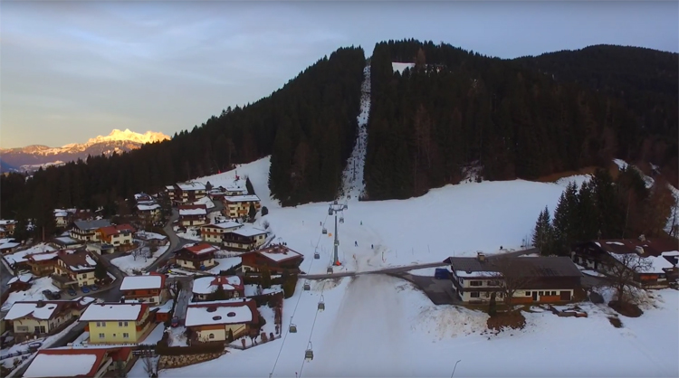 Wintersportgebied Ellmau, Oostenrijk gefilmd met DJI Phantom 3 Standard