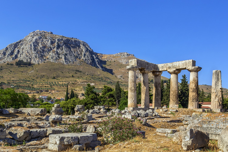 Oude Korinthe in Griekenland gefilmd met drone